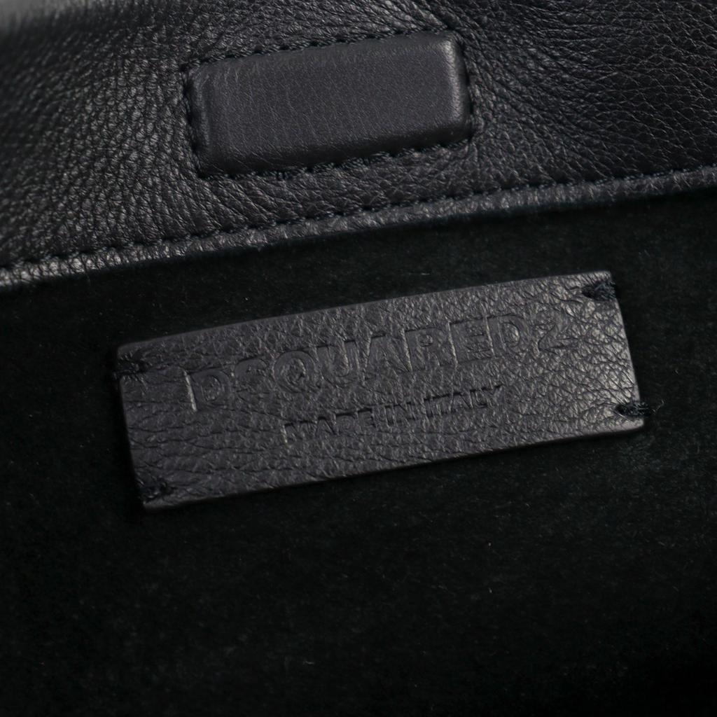 DSQUARED2 Tote Bag Logo print pouch included Black White leather Used