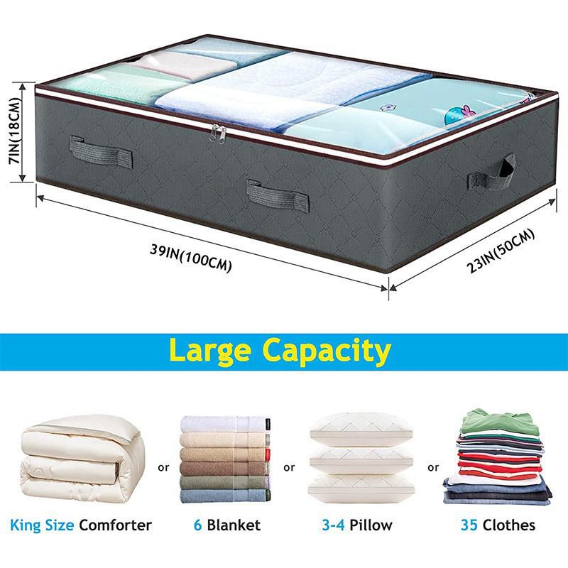 Large Capacity Cotton Quilt Storage Bag with Transparent Window - Ideal for Clothes & Household Items
