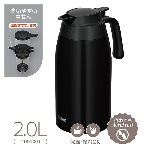 Thermos Stainless Steel Pot 2L Matte Black Thermal Pot Tabletop Pot Thermos Structure Heat/Cold TTB-2001 MTBK