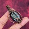 Evil Eye Labradorite Pendant Copper Wire Wrapped Rainbow Moonstone Jewelry
