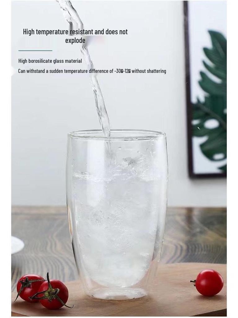 Egg-Shaped Insulated Double-Layer Borosilicate Glass Cup