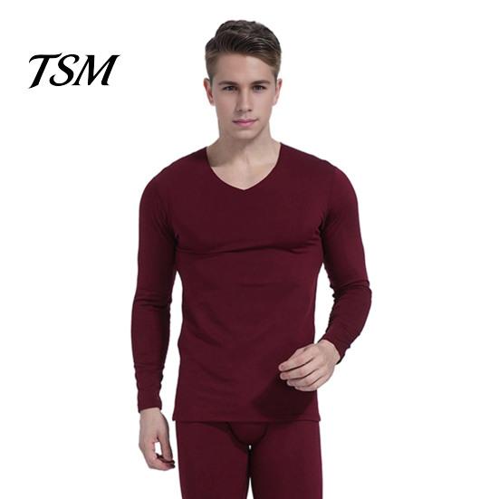 Long-sleeved Top And Pants Set 2 Pcs/Set Winter Men Thermal Underwear V Neck Plush Lined Seamless Long Sleeve Warm Slim Fit High Elastic Cold Weather