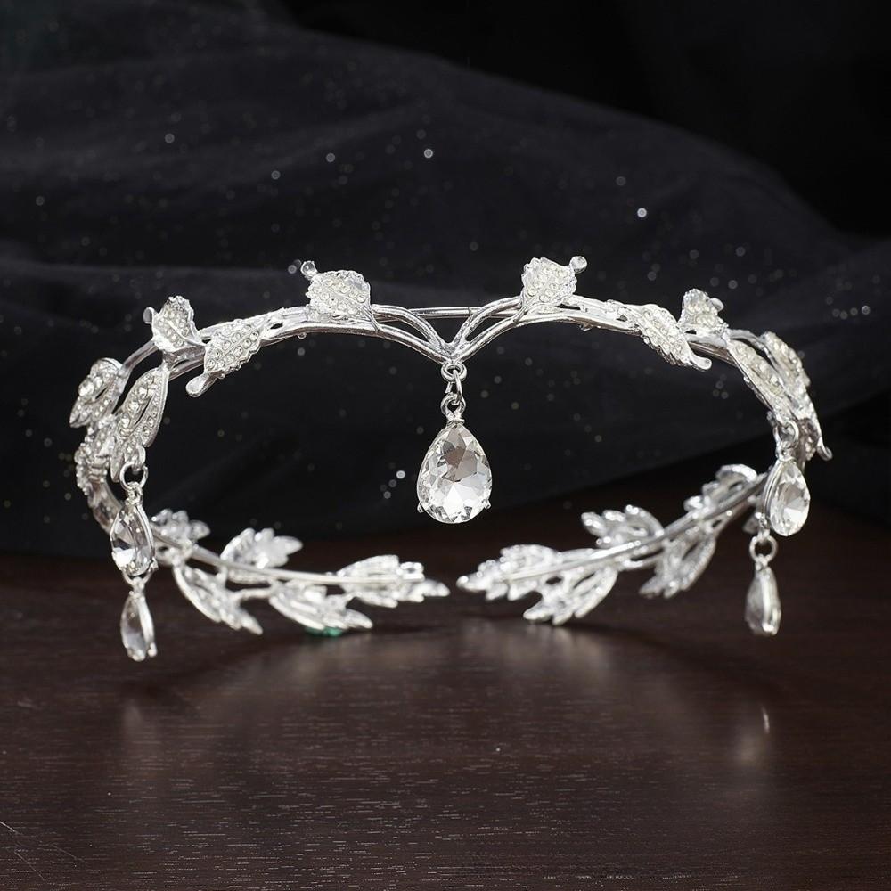 Leaves Shape Eyebrows Drop Headband Rhinestone Bride Tiara Elegant Forehead Ornaments  Cosplay