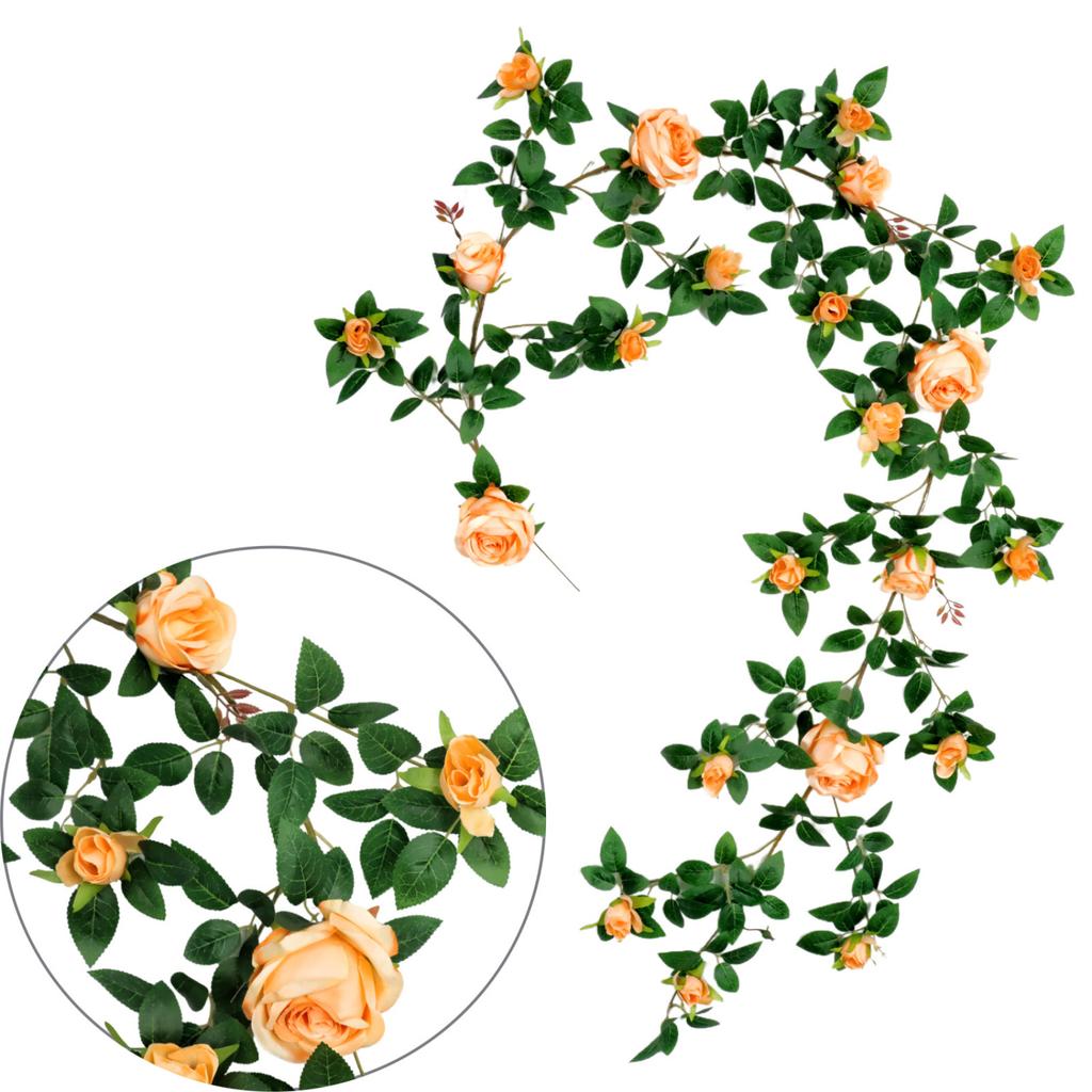 Guirnalda de Flores Artificiales de 1.8m, Guirnalda de Flores Falsas, Flor de Plástico, Cubre Tubos, Decoración de Balcón