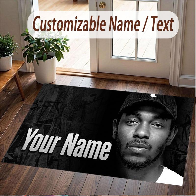 Custom Name Crystal Velvet Rug,Kendrick Lamar Comfortable Anti Slip Floor Mat For Room Decoration