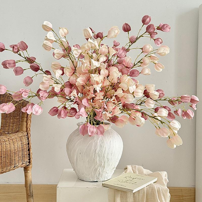 Physalis Flower Bouquet Pink Artificial Flower Leaves Green Plants Simulated Flower Wedding Party Decoration Props