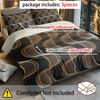 3pcs Brown Wavy Stripes Printed Quilt Set- Includes 1 Quilt Cover and 2 Pillow Cover (without Filler)
