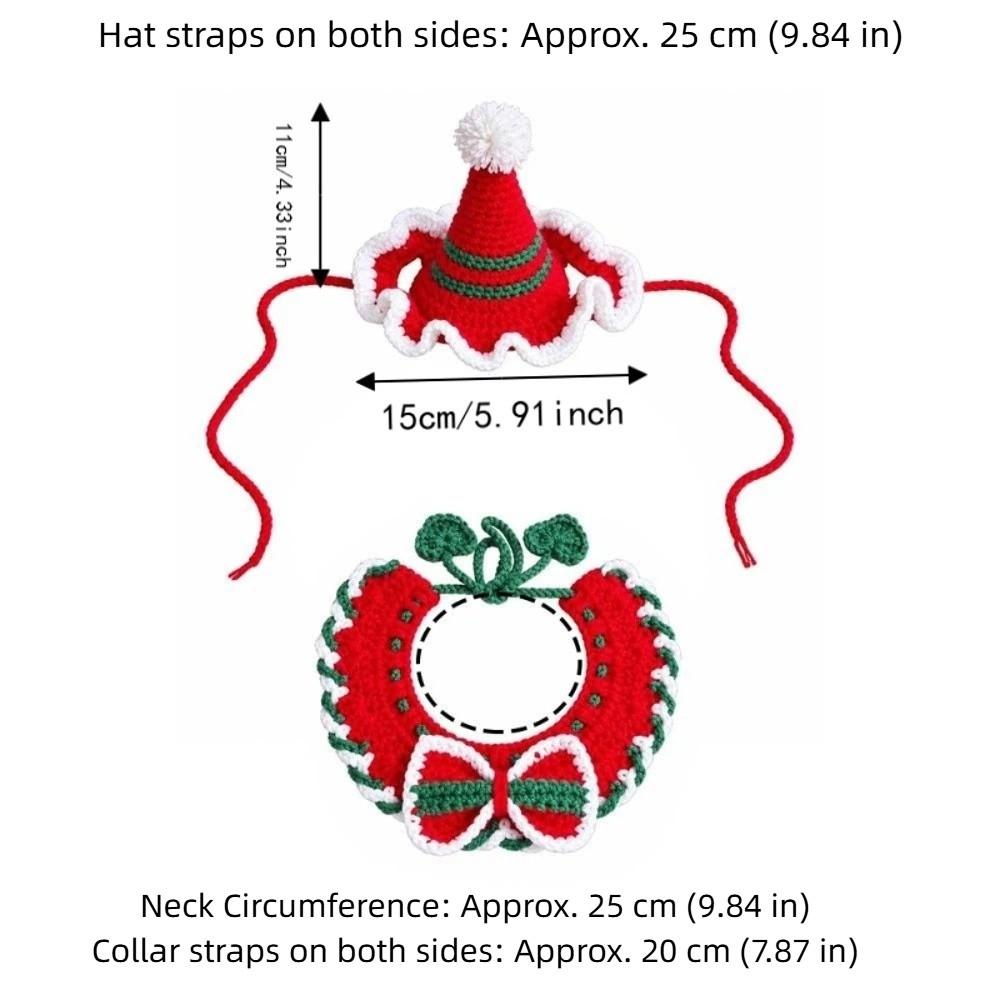 Jingle Bell Pet Christmas Hat Cute Dog Bowknot Scarf Holiday Pet Dressup Cute Santa Hat  Photoshoot