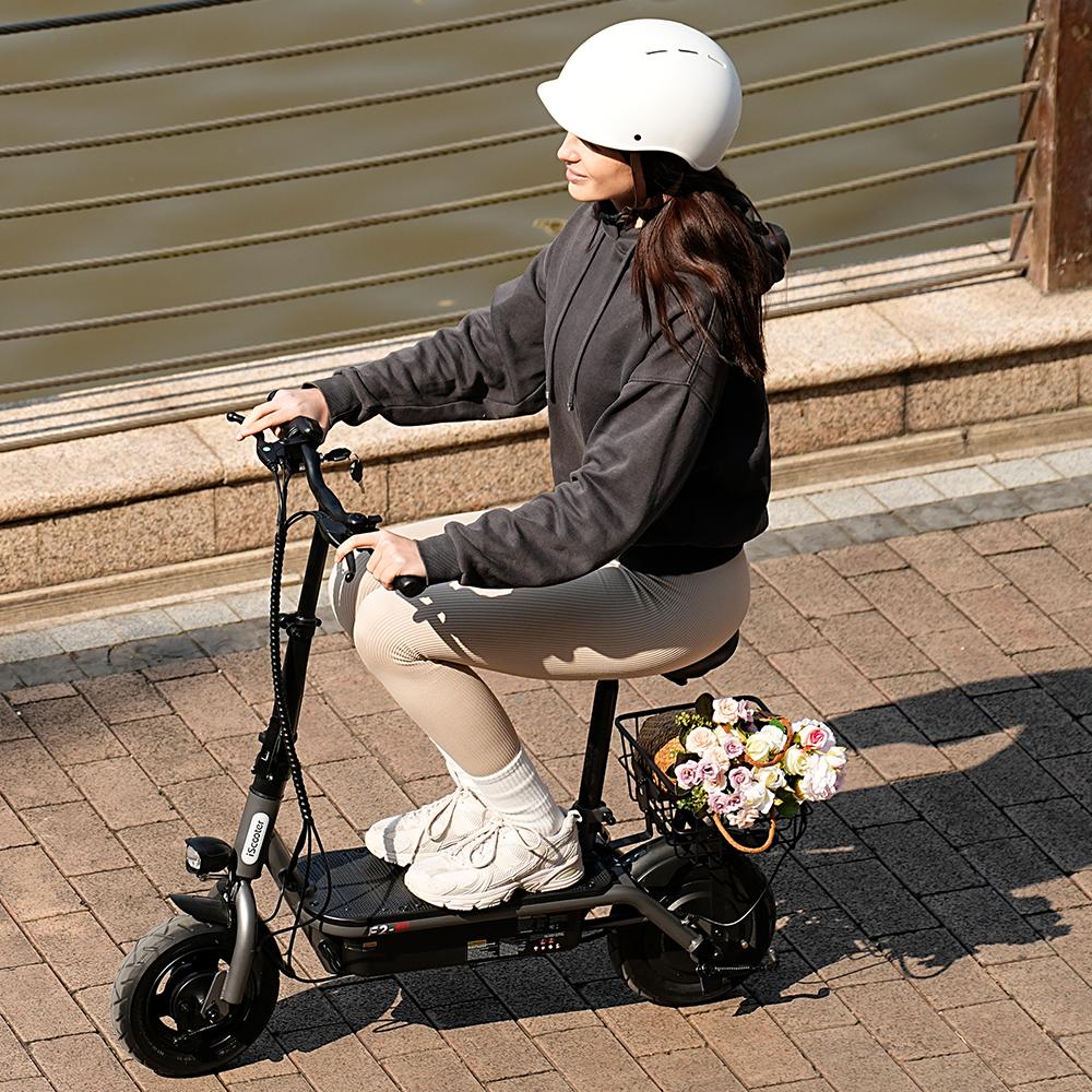 iScooter F2 Electric Scooter with Seat, 500W Motor, 30km Range, 10" Tires, Foldable Design for Commuting