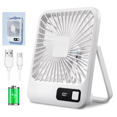 Tragbarer Tischventilator 3000mAh USB Wiederaufladbar Faltbar 7H Timer Leise Leistungsanzeige für Zuhause Büro Reisen Outdoor