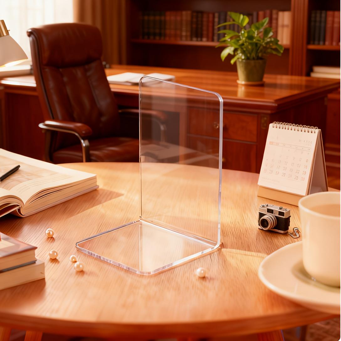 

1/2pcs Transparent Acrylic L-Shaped Book Stand | Ideal for Office and Study File Organization, Storage Rack, Desktop Organizer