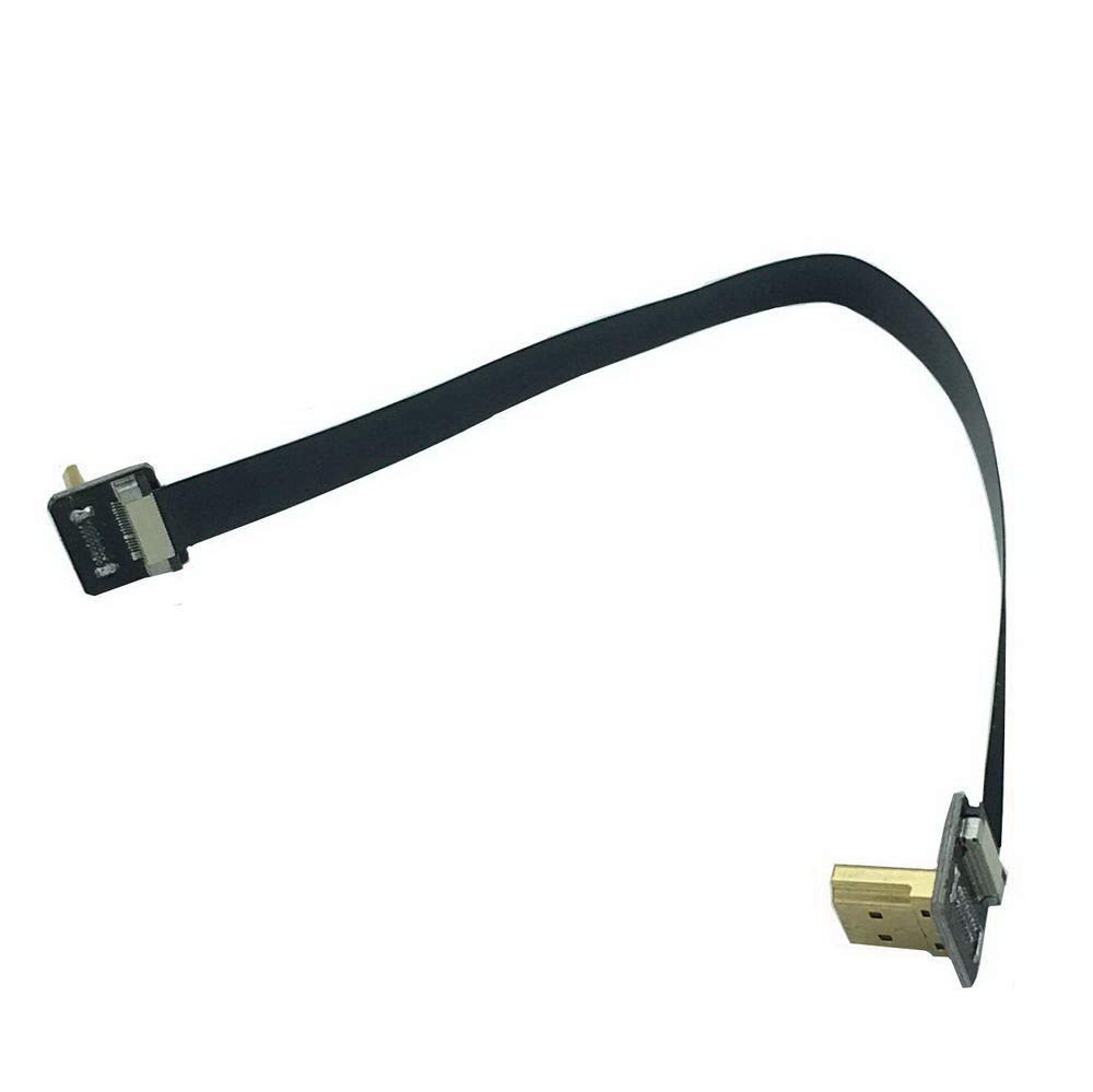 50cm Flat Cable for FPV HDTV Aerial 90 Degree Down Angle FPV Mini HDMI Male to 90 Degree Down Angle HDMI Male FPC Conversion Cable Multi-Camera