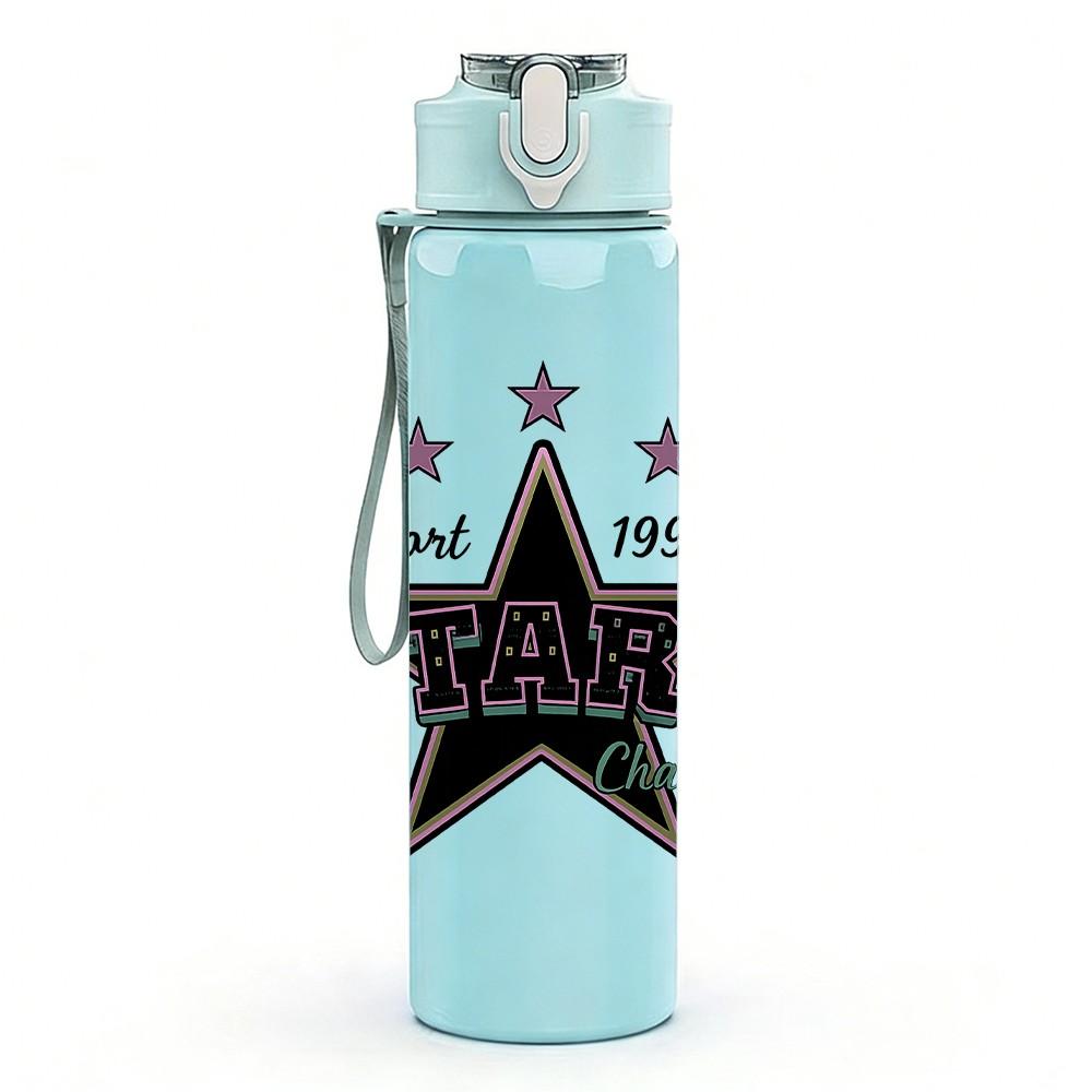 1PC Dark Star Vintage Badge 750ml Color Plastic Sports Water Bottle Leakproof Flip Straw Lid Suitable for Sports Office Home Use