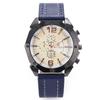 Men's Korean Style Casual Leather Strap Quartz Watch with Big Dial and Unique Design