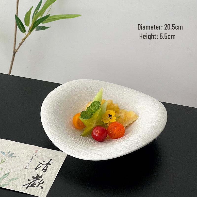 Exquisite Irregular-Shaped Chinese Retro Ceramic Dessert Plate