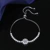 Adjustable Sunflower Bracelet Women With Cubic Zirconia 2ct Simulated Floral Design Copper Plated Jewelry