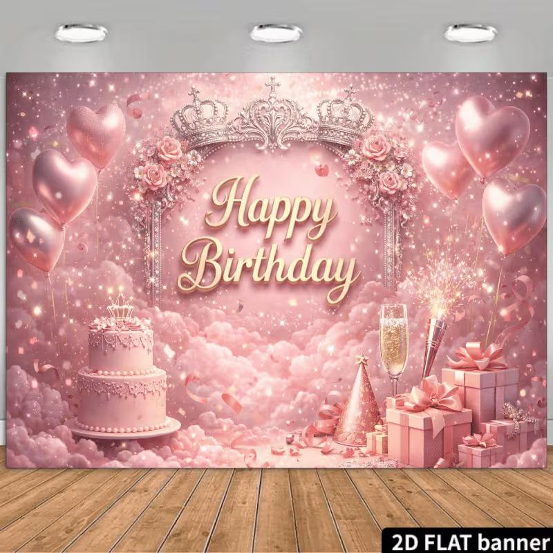 2D Romantisch Roségold Alles Gute zum Geburtstag Hintergrund Banner Fotokabine Hintergrund