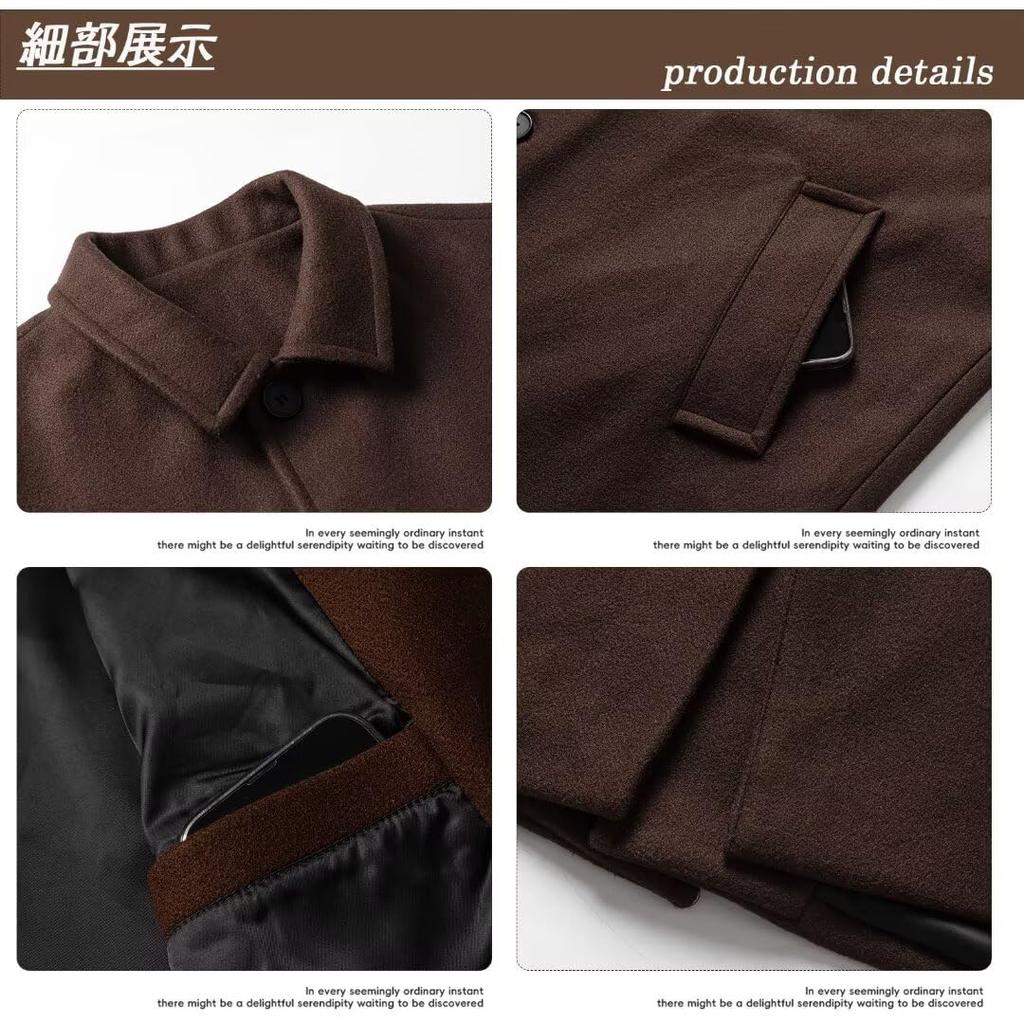 WUXZHI Chesterfield Coat with Turndown Collar and Trench Business Casual Windproof and Fashionable for and Spring Men's Coat, Long, Jacket,
