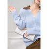 Elegant V-Neck Contrast Cable Knit Cardigan