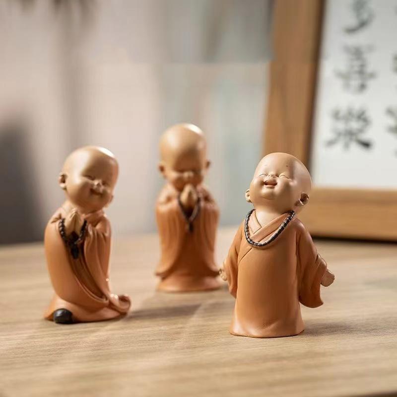 Resin Cute little monk sculptures and figurines Home, Room Car, Office,  Table decoration and accessories Wealth Luck Decor