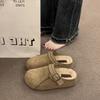 Fleece Birkenstocks women's new winter wear versatile wool cotton slippers pregnant women pedal bag head half drag
