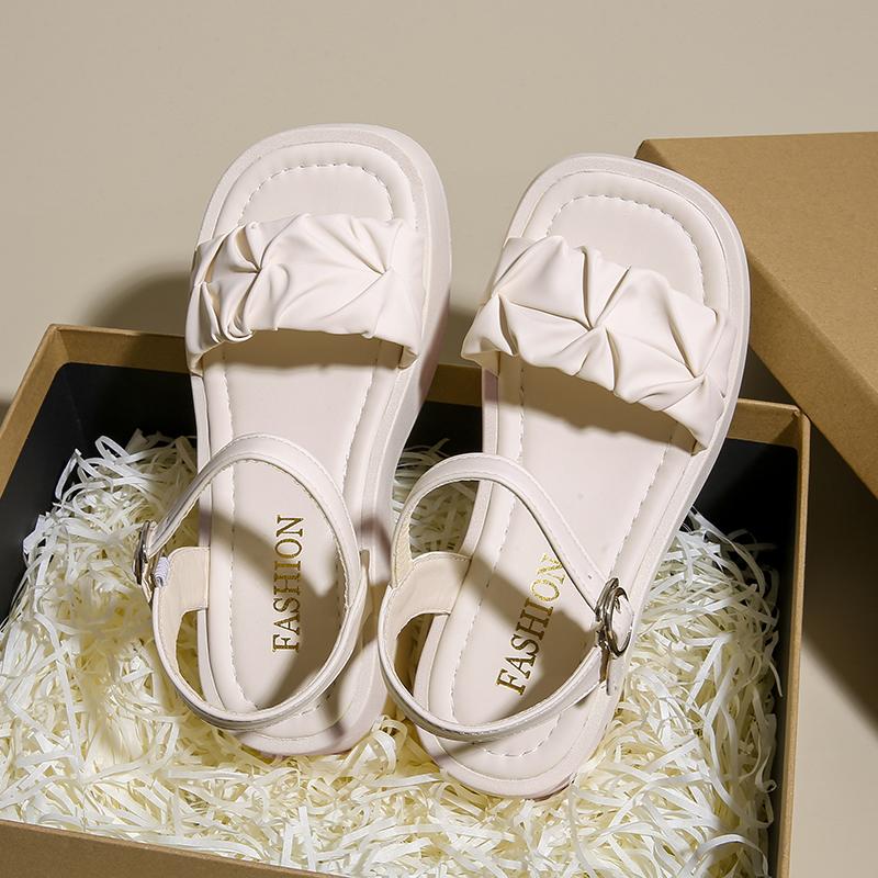 

Женские сандалии Лето Новый стиль Фея Ветер Толстая подошва Увеличение роста Повседневные Универсальные Юбка Пляжные сандалии Удобная резина 40 бежевый