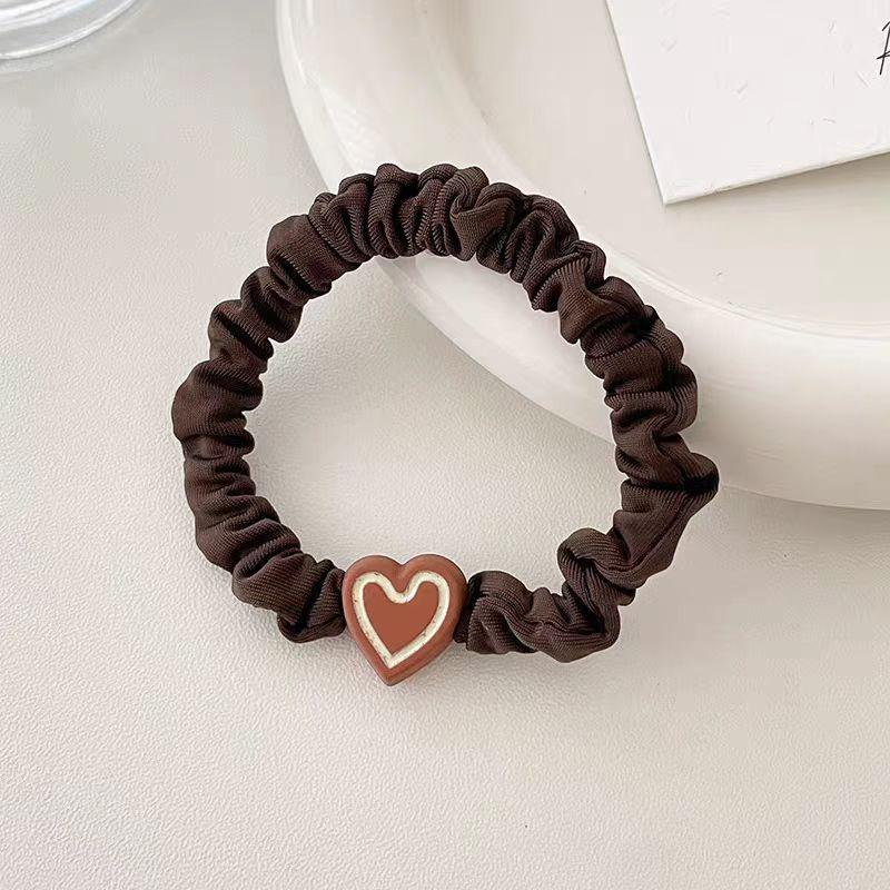 1/5Pcs Korean Heart Shaped Hair Ties Simple Elastic Soft Cotton Ponytail Holder Rubber Bands Scrunchie for Girls Hair Accessories