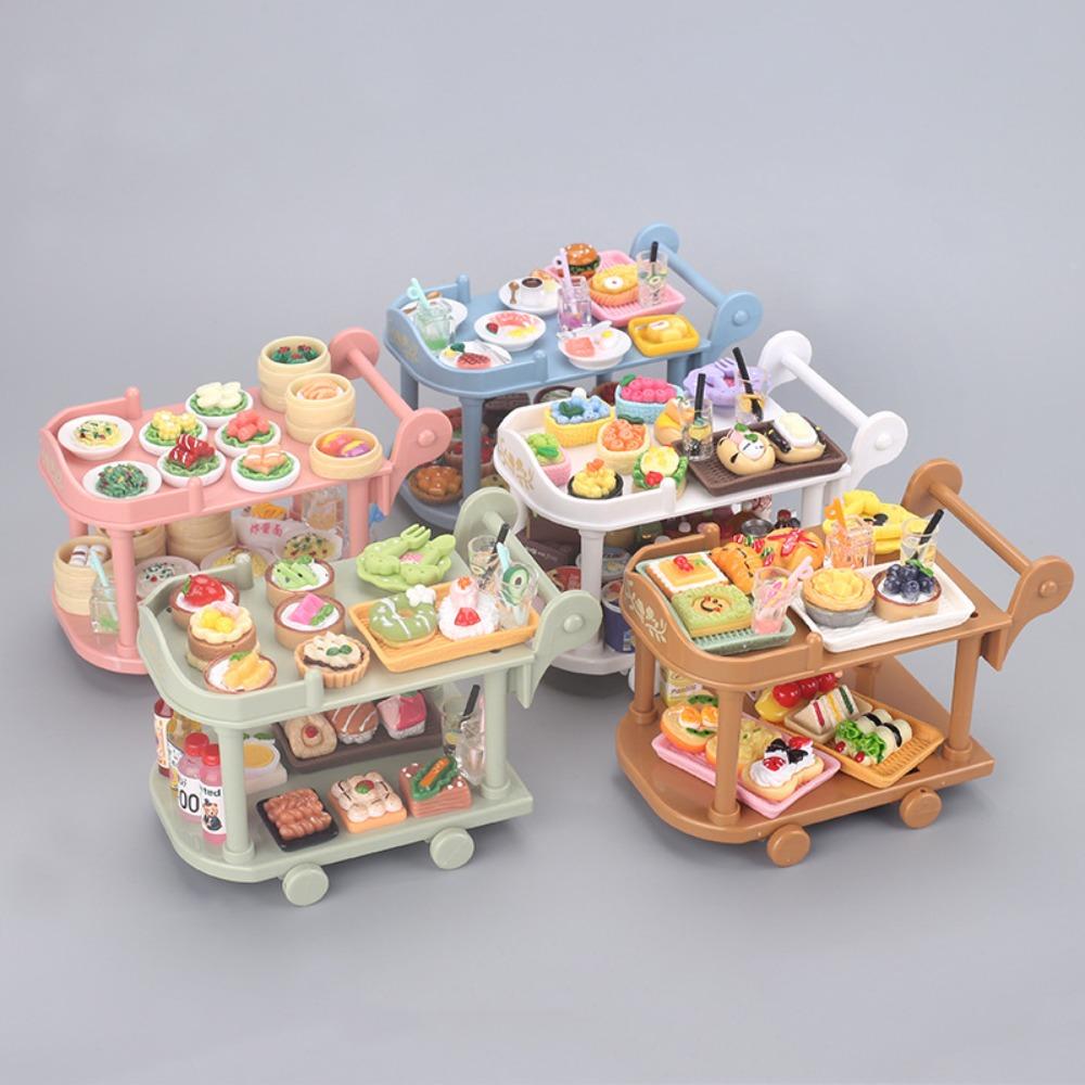 

Мебель Аксессуар Мини Кухонные Тележки Тележки Еда и Игрушка Маленькая Тележка Для Еды Кухонная Сцена Игрушка белый