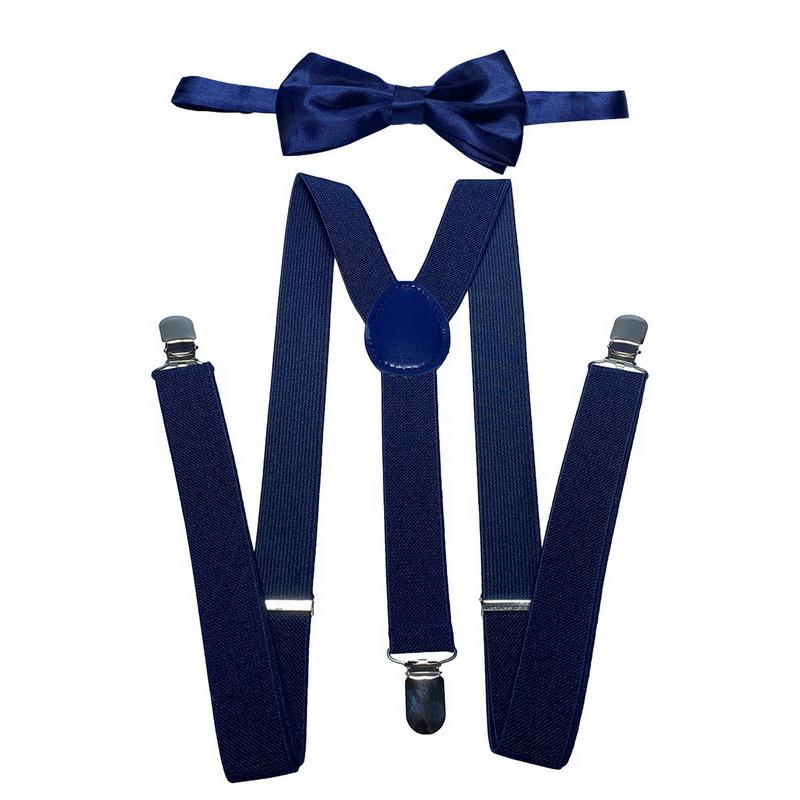 Ensemble classique de bretelles et nœud papillon, bretelles élastiques réglables en Y de 2,5 cm de large avec 3 clips, nœud papillon tissé pré-noué de 12 cm, taille unique pour hommes et femmes