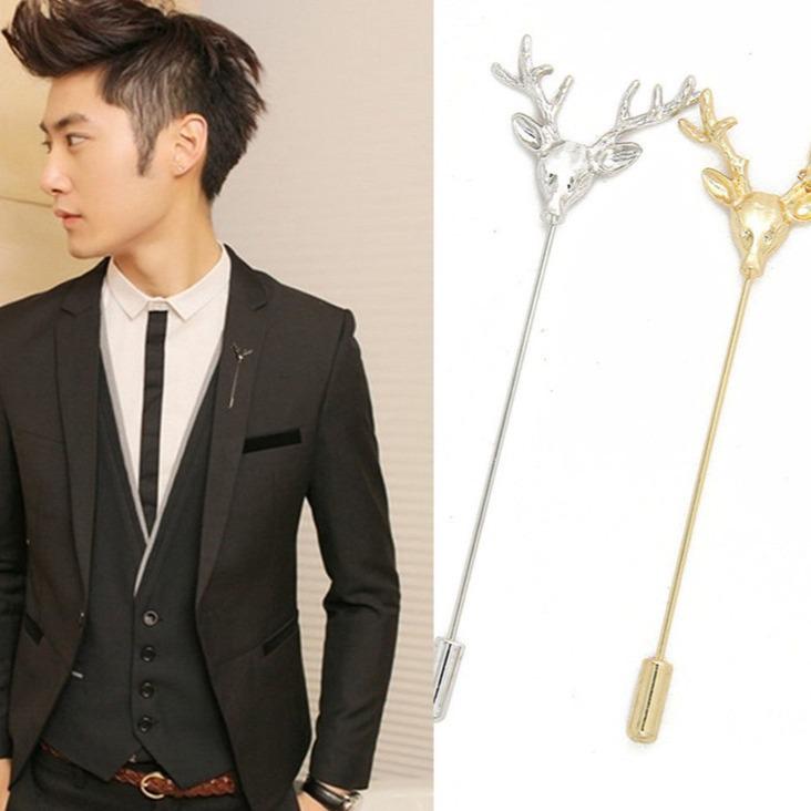 

Z104 Retro European & American Men s Deer Head Brooch for Small Suit серебряный