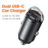 TOOCKI TQ-CC34B Car Charger Dual USB-C 45W Fast Charging Adapter with Pull Ring