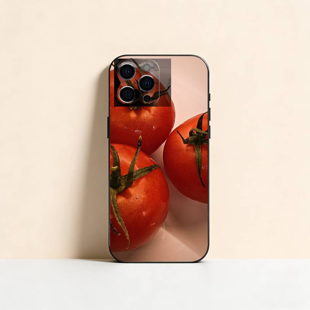 Tomato Fruit Clear Korean Cute ins Phone Case For iPhone 17, 16,15,14,13,12,11 Plus,Pro Max, Others Soft Black Cover