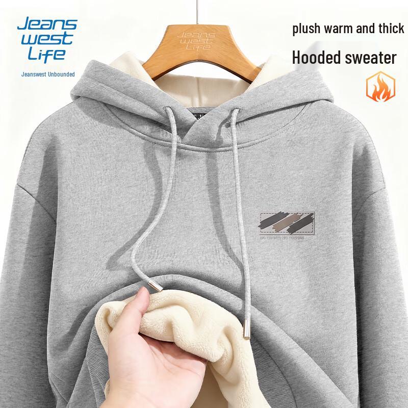 Jeanswest Men s Warm Fleece Lined Loose Fit Hooded Sweatshirt L