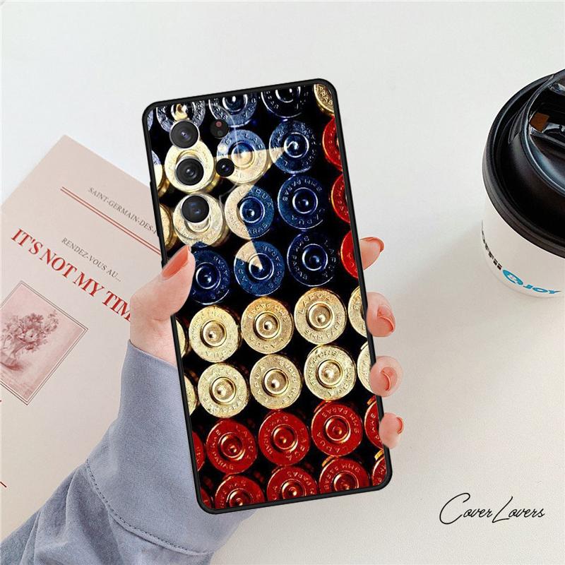 Coque de téléphone Collage de Balles d'Armes Militaires Pour Samsung Galaxy S24 S25 S23 S22 Ultra Note 10 20 Plus S20 S21 FE Housse