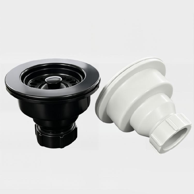 Kitchen Sink Maintenance Part, Plastic Strainer Drain Component with Basket, Center Lift Insert and Lower Screw Connection
