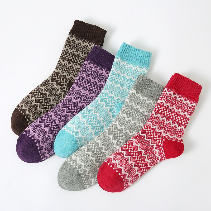 5/10 Pairs Comfortable Casual Autumn Winter Thickened Warm Rabbit Wool Socks Fashionable Versatile Short Vertical Stripe Towel Socks for Women