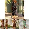 Elegant Women Long Sleeve Loose Split Maxi V-neck Button Shirt Dress Sundress
