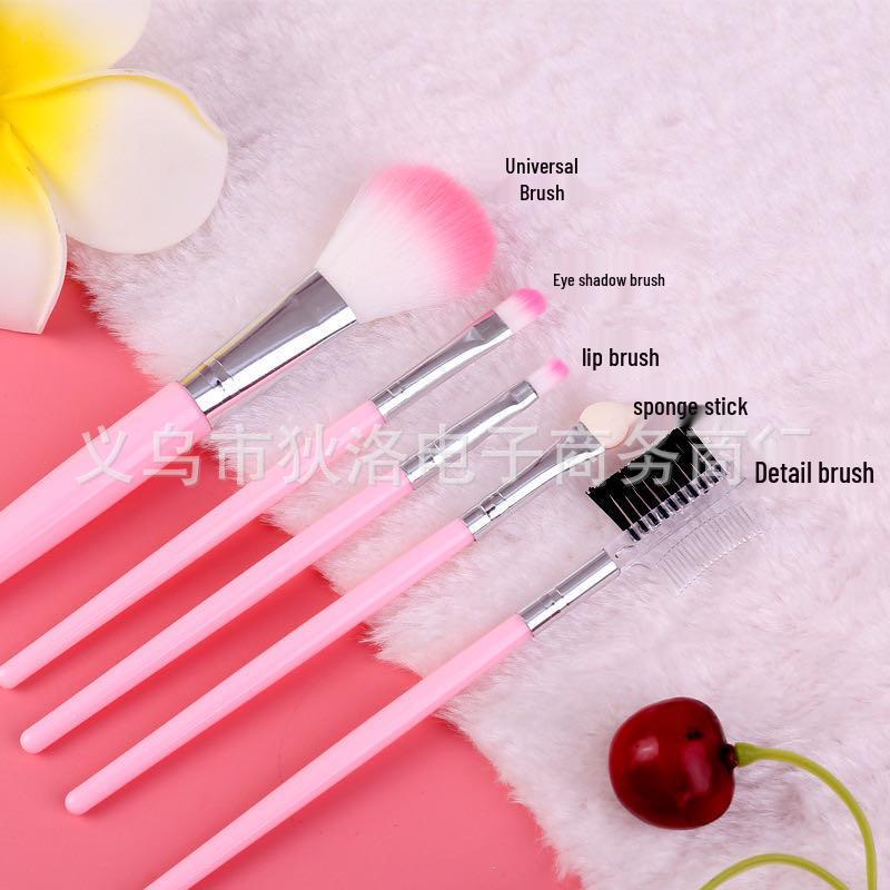 5-Piece Beginner Makeup Brush Set: Eyeshadow, Blush, Eyelash Comb