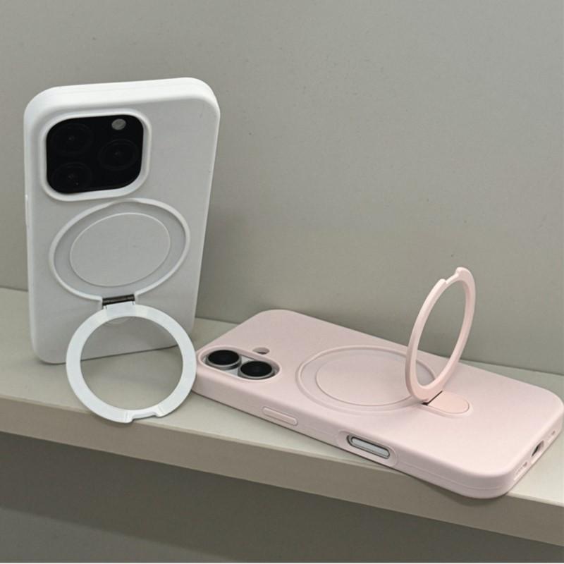 Liquid Silicone Stand Ring Holder Magnetic For Magsafe Case For iPhone 16 15 14 Plus 13 12 11 Pro Max Matte Soft Cover