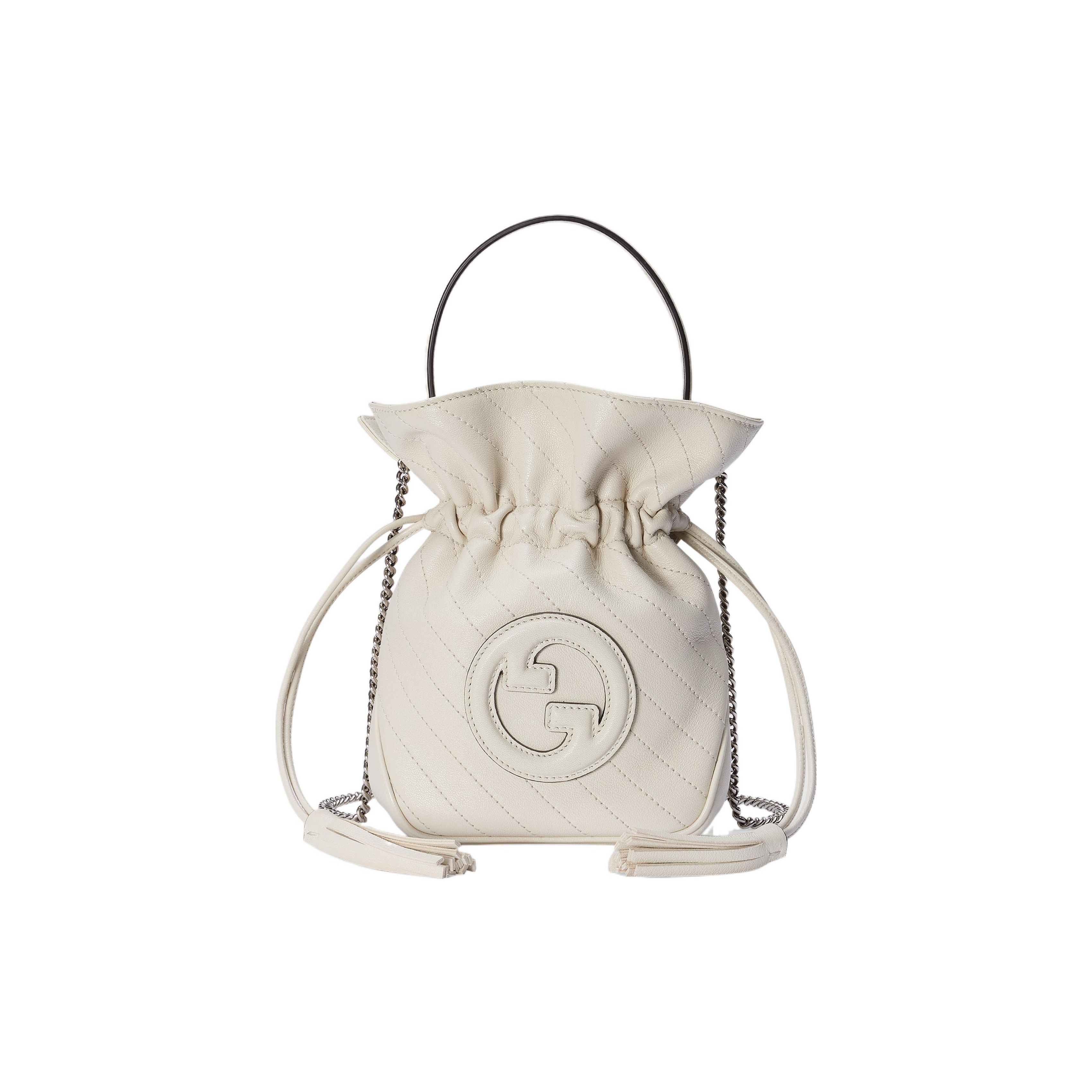 

Gucci Blondie Quilted Leather Drawstring Bucket Bag White for Daily Party Shopping 760313-AACP7-9022 Gift Set(Basic Set+Box+Shopping Bag)