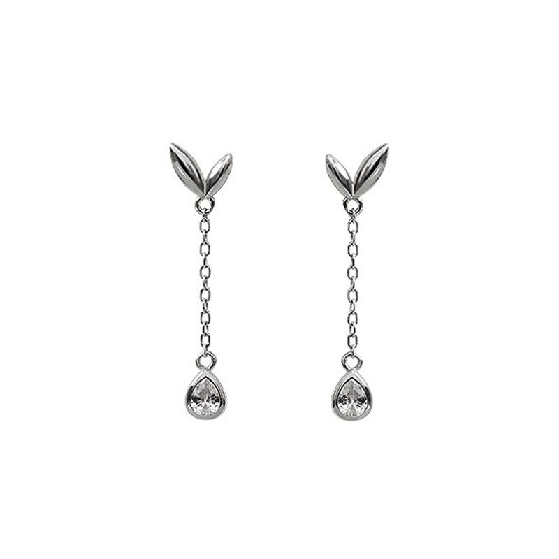 Unique Japanesestyle Copper Leaf Earrings With Leafshaped Zircon Studs Stone