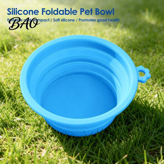 Collapsible Cat Bowl Foldable Dog Bowl, with Carabiner, Portable Paw Shape Pet Silicone for Dogs Cats Travel Camping
