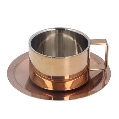 Coffee Cup Simple Ingenious 304 Stainless Steel Coffee Cup Set with Coffee Plate for Home Outdoor