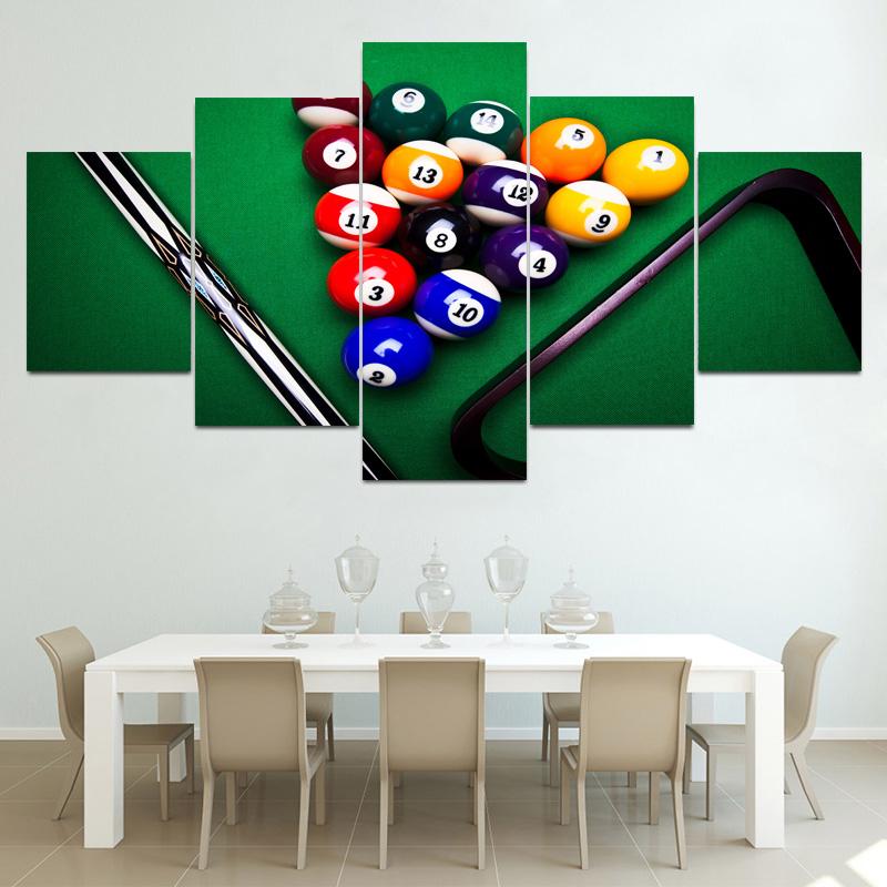 5 Panels Nordic Billiards Modern Canvas Painting Posters for Billiards Hall And Prints Wall Art Pictures Home Decor No Frame