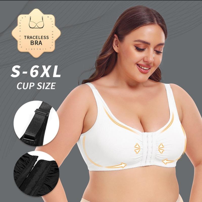 European and American Front-buttoned Beautiful Back Large Size No-rim Vest Adjustable Running Underwear Side Breast Shaping Bra