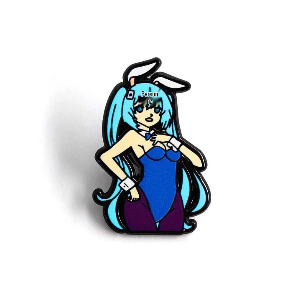 Unique Anime Girl Rabbit Ear Enamel Brooch for Clothes & Bag Accessories