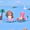 Plastic Cartoon Mermaid Figurine Shell Hair Yellow Pink Red Crafted Aquarium Ornament