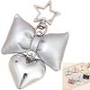 [profit.relaxed] Bag Charm Ladies Ribbon Heart Key Ring Travel (Silver)