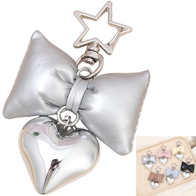 

[profit.relaxed] bag charm ladies ribbon heart key ring Travel (Silver)