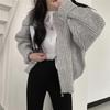 Short Zipper Sweater Jacket Women's Fall and Winter Round Neck Senior Sense of Lazy Wind Knitted Cardigan